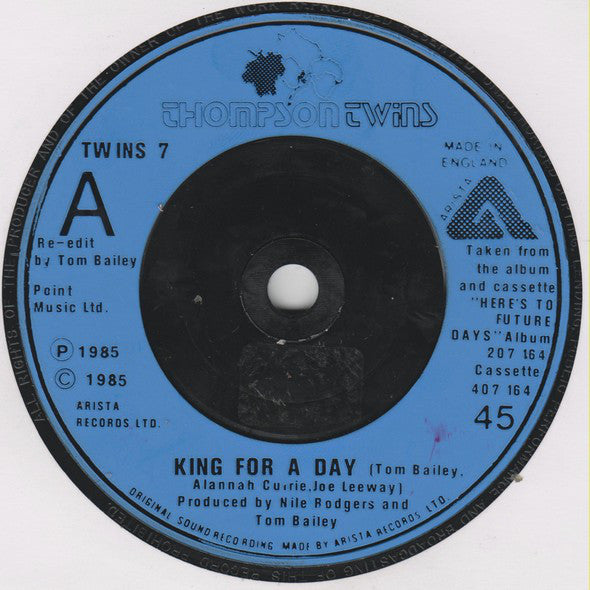 Thompson Twins : King For A Day (7", Single, Blu)