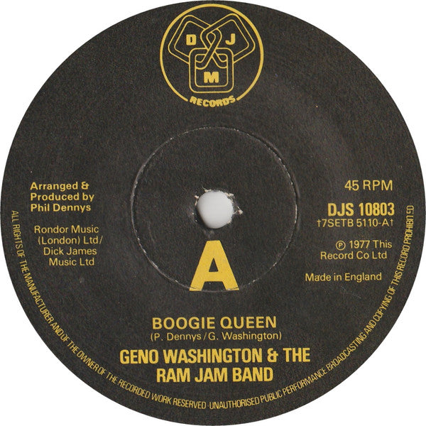 Geno Washington & The Ram Jam Band : Boogie Queen (7")