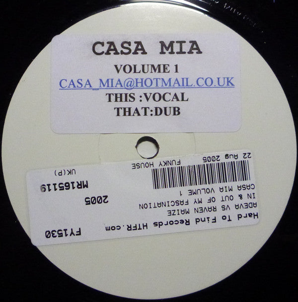 Casa Mia : Volume 1 (12", Unofficial, W/Lbl, Sti)