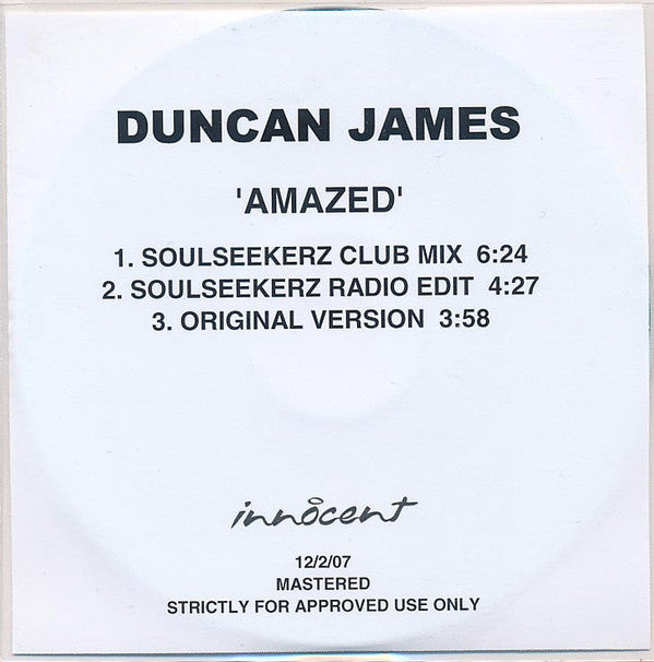 Duncan James : Amazed (CDr, Single, Promo)