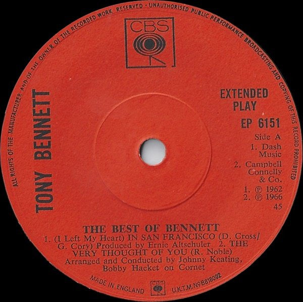 Tony Bennett : The Best Of Bennett (7", EP)
