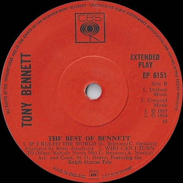 Tony Bennett : The Best Of Bennett (7", EP)