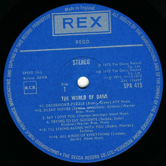 Dana (9) : The World Of Dana (LP, Comp)