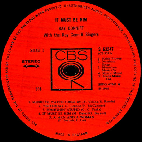 Ray Conniff And The Singers : It Must Be Him (LP, Album)