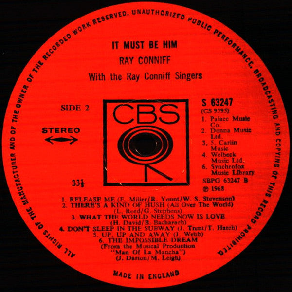 Ray Conniff And The Singers : It Must Be Him (LP, Album)