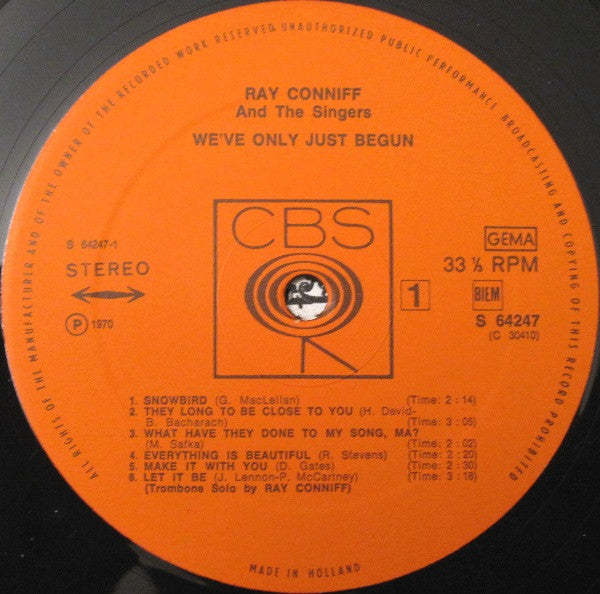 Ray Conniff And The Singers : We've Only Just Begun (LP, Album)