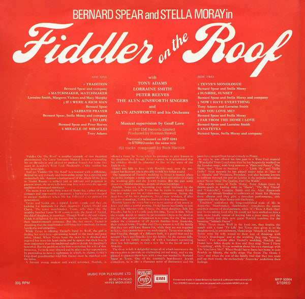 Bernard Spear With The Alyn Ainsworth Orchestra : Fiddler On The Roof (LP)