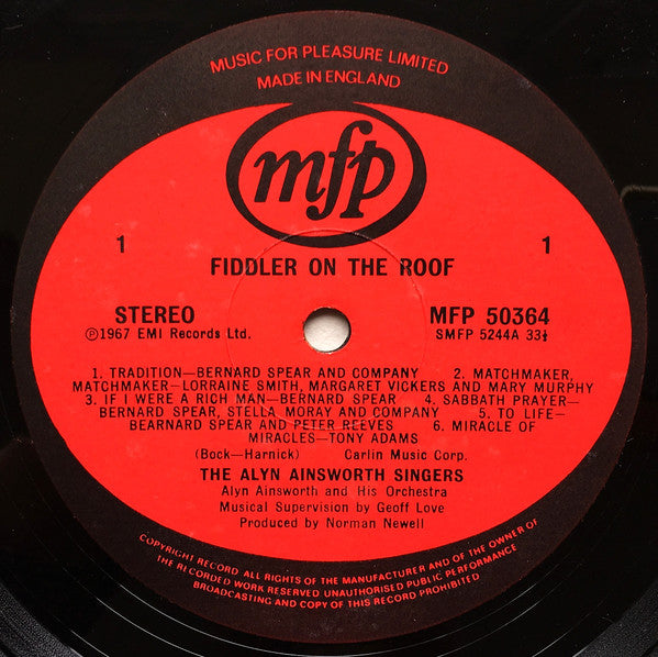 Bernard Spear With The Alyn Ainsworth Orchestra : Fiddler On The Roof (LP)