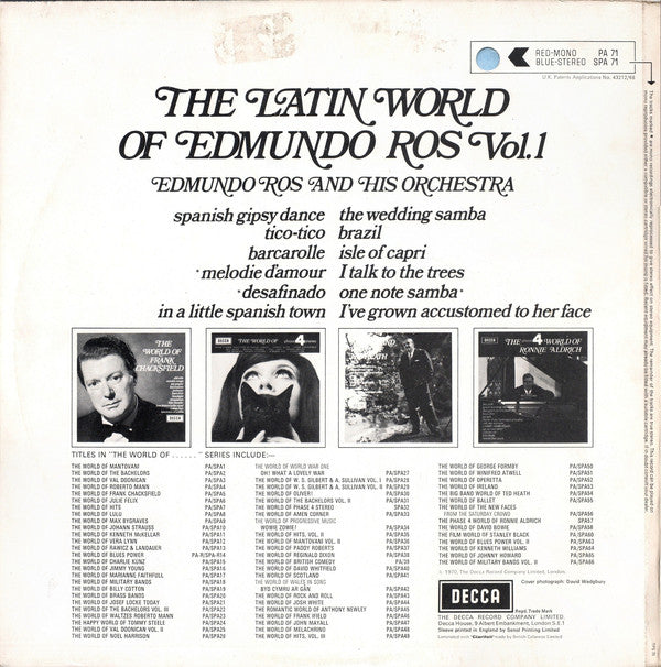 Edmundo Ros & His Orchestra : The Latin World Of Edmundo Ros Vol. 1 (LP, Comp)