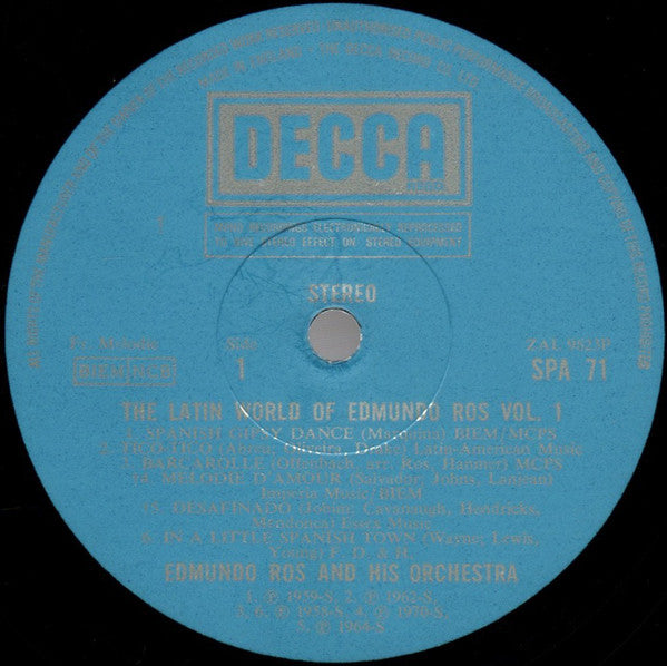 Edmundo Ros & His Orchestra : The Latin World Of Edmundo Ros Vol. 1 (LP, Comp)