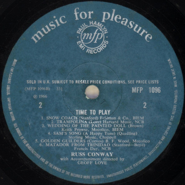 Russ Conway : Time To Play (LP, Mono)
