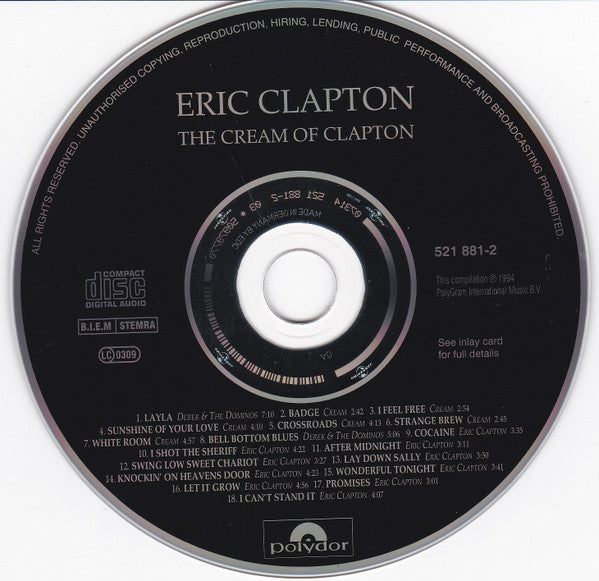 Eric Clapton : The Cream Of Clapton (CD, Comp, RP)