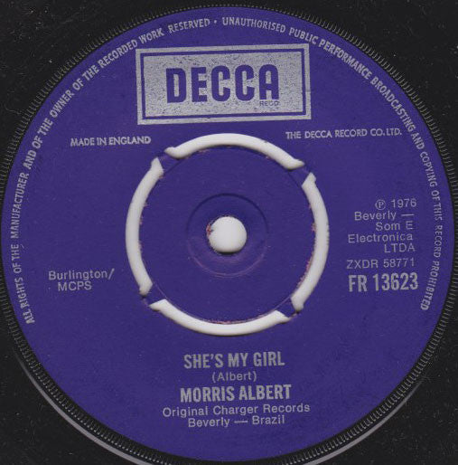 Morris Albert : She's My Girl (7", Single)