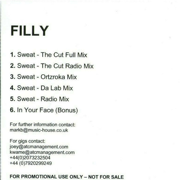 Filly : Sweat (The Drip Drop Song) (CDr, Promo)