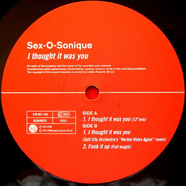 Sex-O-Sonique : I Thought It Was You (12")