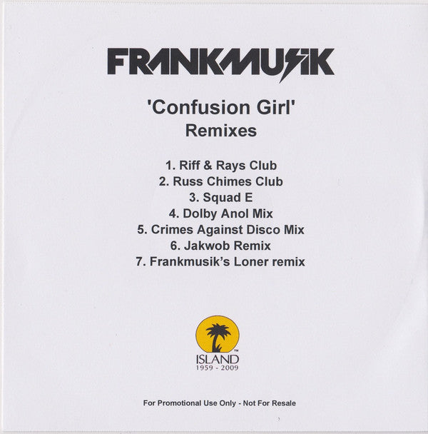 Frankmusik : Confusion Girl (Remixes) (CDr, Maxi, Promo)