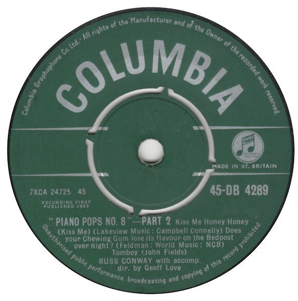 Russ Conway : "Piano Pops No. 8" (7")