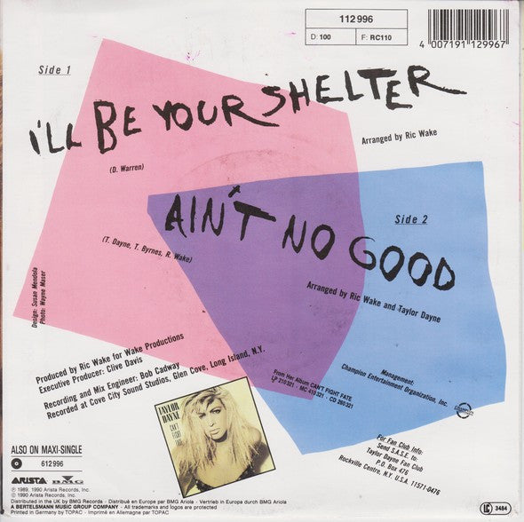 Taylor Dayne : I'll Be Your Shelter (7", Single)
