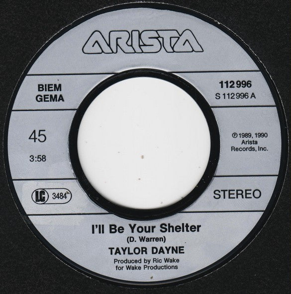 Taylor Dayne : I'll Be Your Shelter (7", Single)