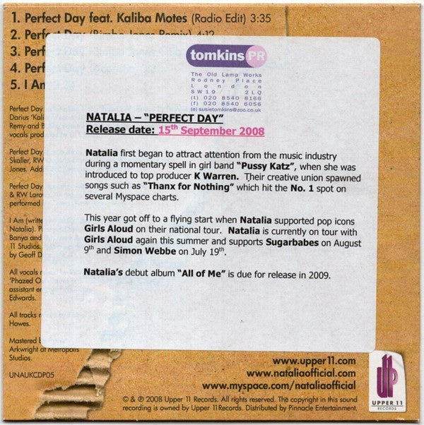 Natalia (29) : Perfect Day (CD, Single, Promo)