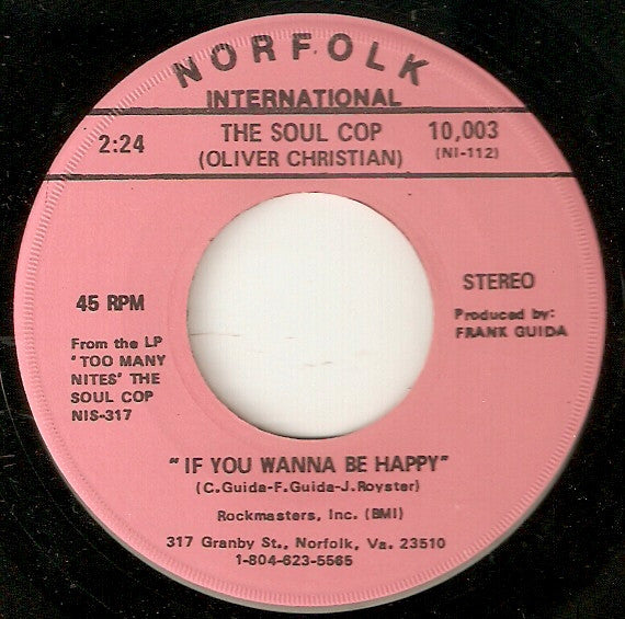 The Soul Cop, Oliver Christian : Too Many Nites (7")