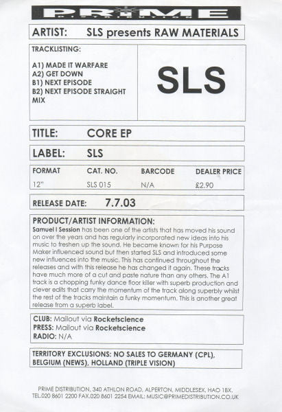 Samuel L Session Presents Raw Material : Made It Warfare (12", Promo, W/Lbl)