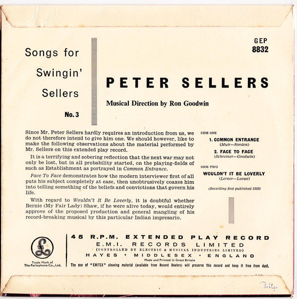 Peter Sellers : Songs For Swinging Sellers (No. 3) (7", 45 )