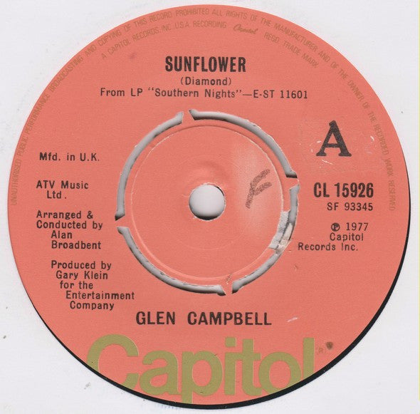 Glen Campbell : Sunflower (7", Single)