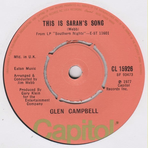 Glen Campbell : Sunflower (7", Single)