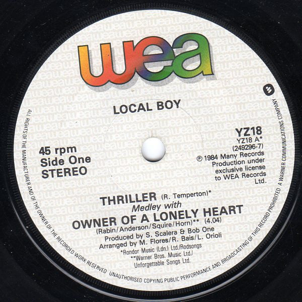 Local Boy : Thriller Medley With Owner Of A Lonely Heart (7")