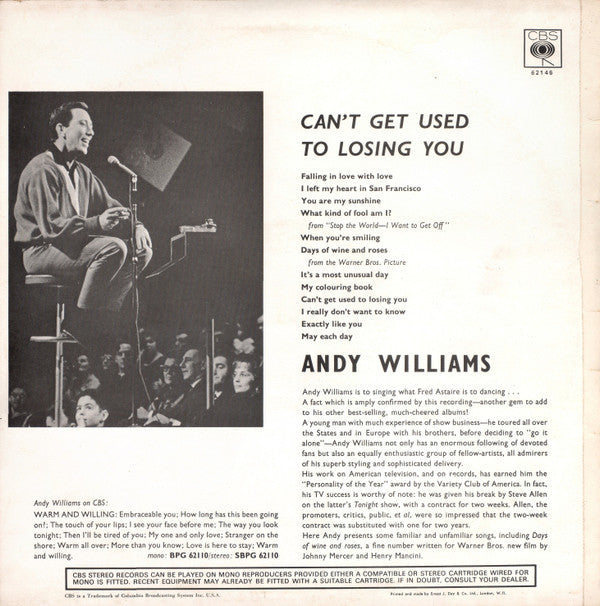 Andy Williams : Can't Get Used To Losing You (LP, Album)