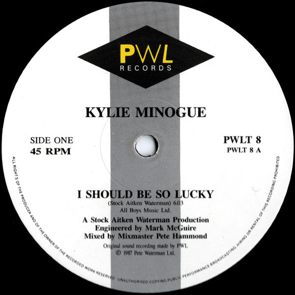Kylie Minogue : I Should Be So Lucky (12", Single)
