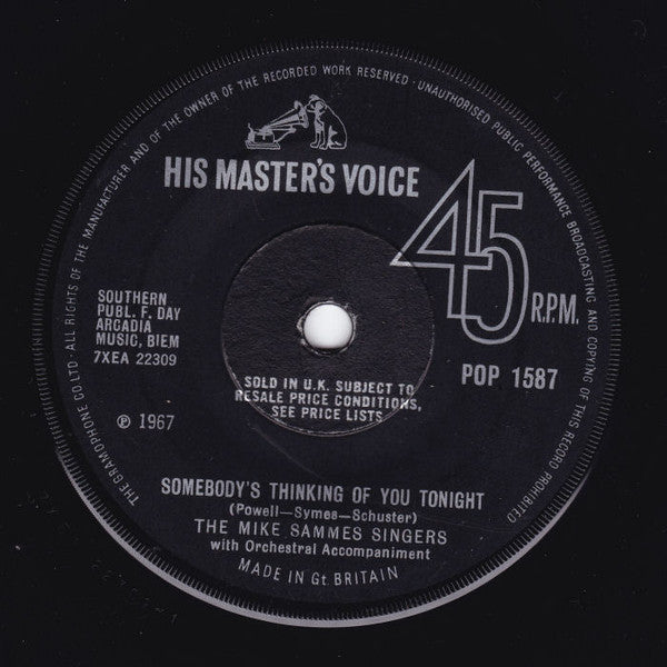 Mike Sammes Singers : Somebody's Thinking Of You Tonight (7")