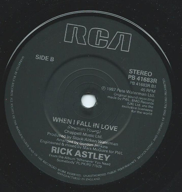 Rick Astley : My Arms Keep Missing You (Bruno's Mix) (7")