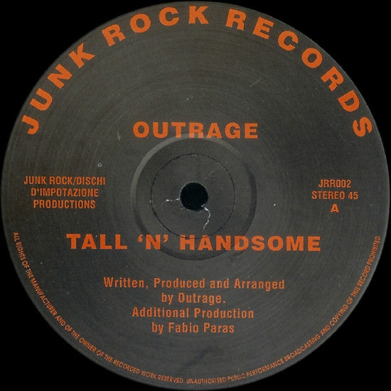 Outrage / Babypop : Tall 'N' Handsome / Mmm Drop (12")