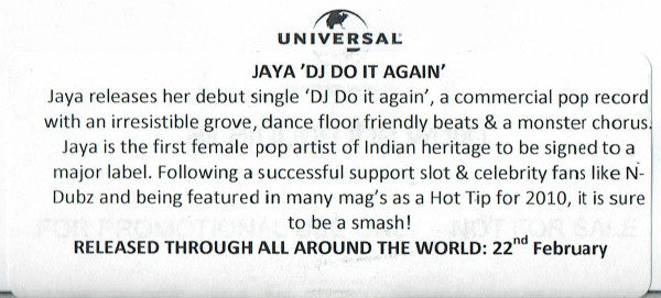 Jaya (10) : DJ Do It Again (CDr, Single, Promo)