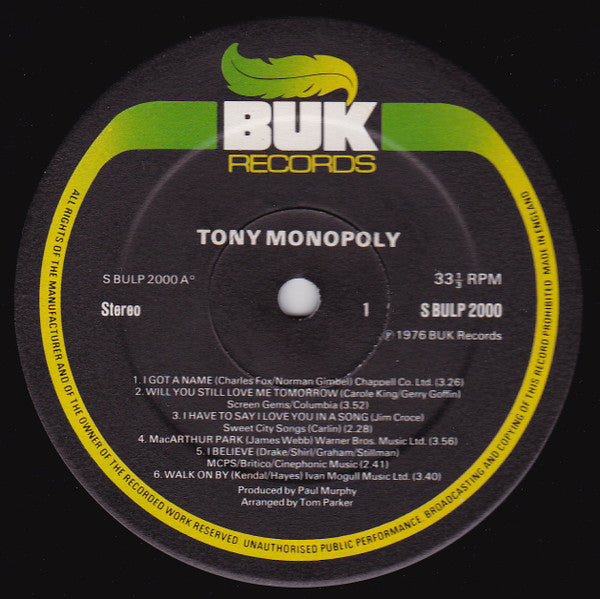 Tony Monopoly : Tony Monopoly (LP, Album)