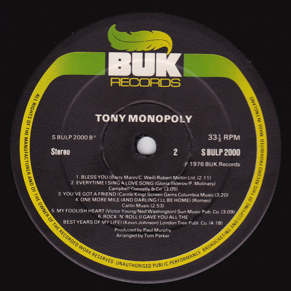 Tony Monopoly : Tony Monopoly (LP, Album)