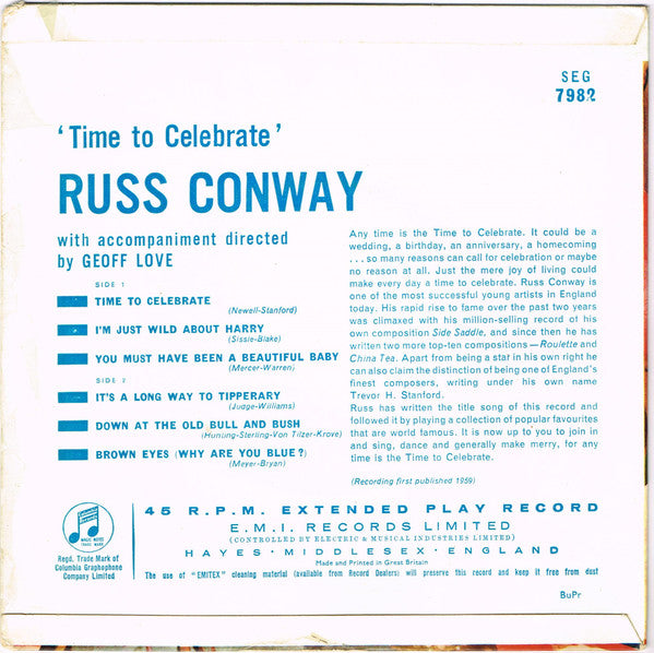 Russ Conway : Time To Celebrate (7", EP, Mono)