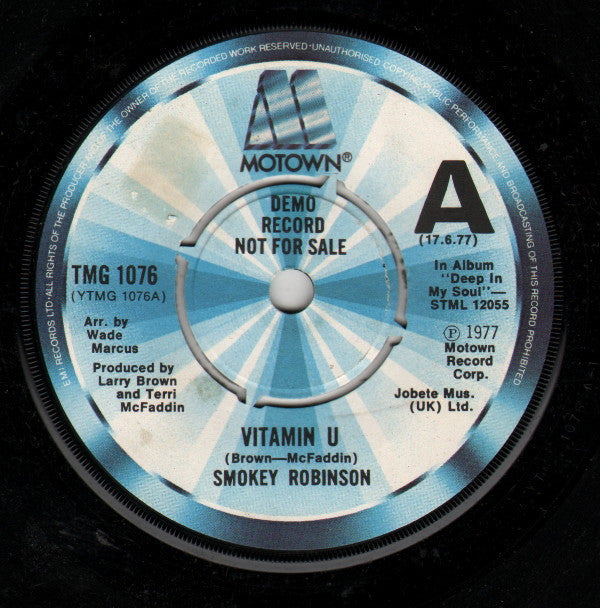 Smokey Robinson : Vitamin U (7", Single, Promo)