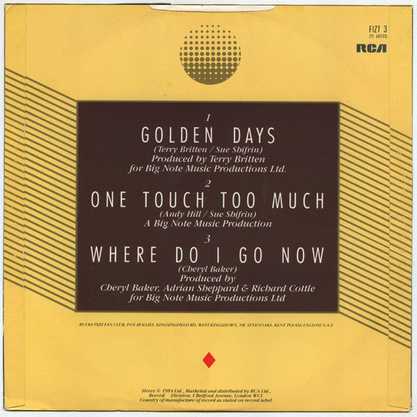 Bucks Fizz : Golden Days (12", Single)