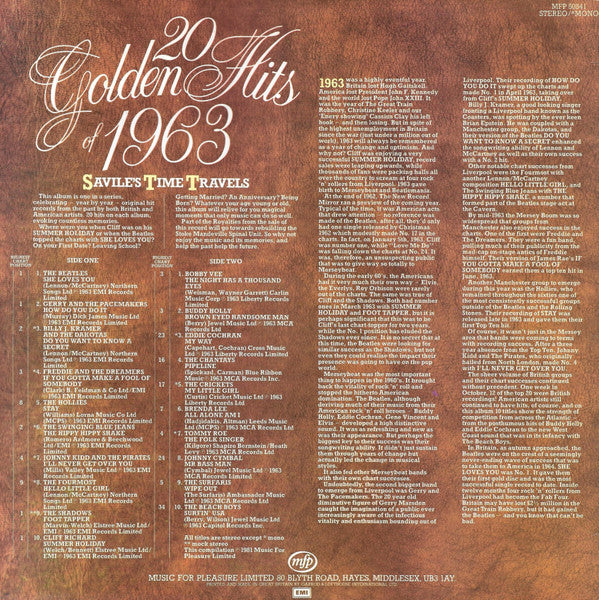 Various : 20 Golden Hits Of 1963 (LP, Comp)