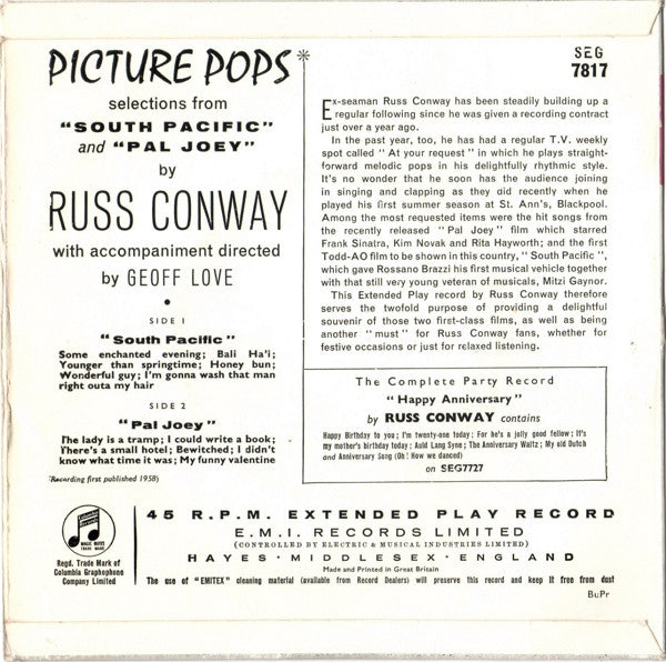 Russ Conway : Picture Pops (7", EP)