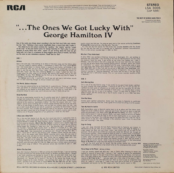 George Hamilton IV : The Best Of George Hamilton IV (LP, Comp)