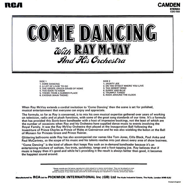 Ray McVay & His Orchestra : Come Dancing (LP, Album)