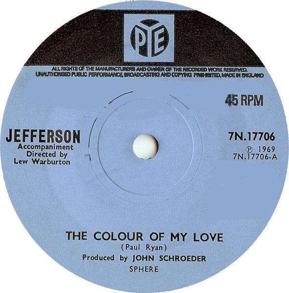 Jefferson (3) : The Colour Of My Love (7", Single, Sol)