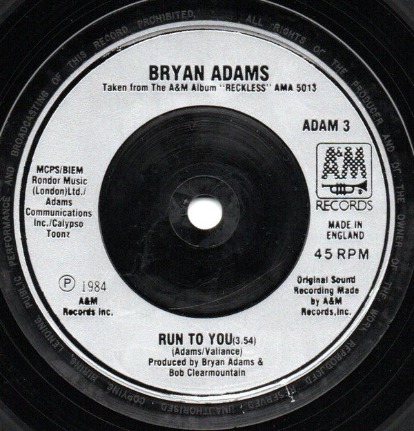 Bryan Adams : Hearts On Fire (7", Sil)