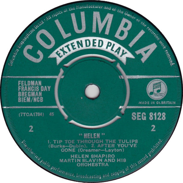 Helen Shapiro, Martin Slavin And His Orchestra : Helen (7", EP, Mono, 2nd)