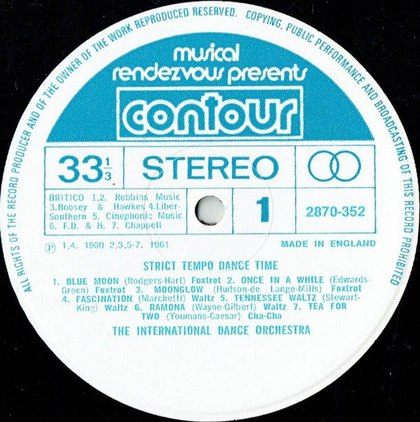 The International Dance Orchestra : Strict Tempo Dance Time (LP, Comp)