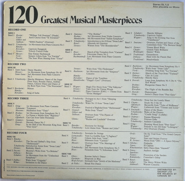 Various : 120 Greatest Musical Masterpieces (4xLP, Comp, 120 + LP, Comp, 30 )